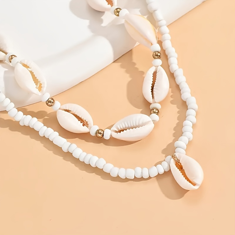Bohemian Shell Pendant Beads Necklace Set